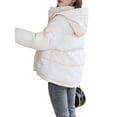 thumbnail image 2 of Women Puffer Jacket Winter Warm Coats Hooded Quilted Jackets with Removable Hood White M, 2 of 8