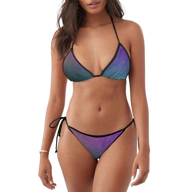 Disketp vintage dark paint para Bañador de Dos Piezas para Mujer, Bikini Sexy Halter String, Conjunto de Bikini en Triángulo