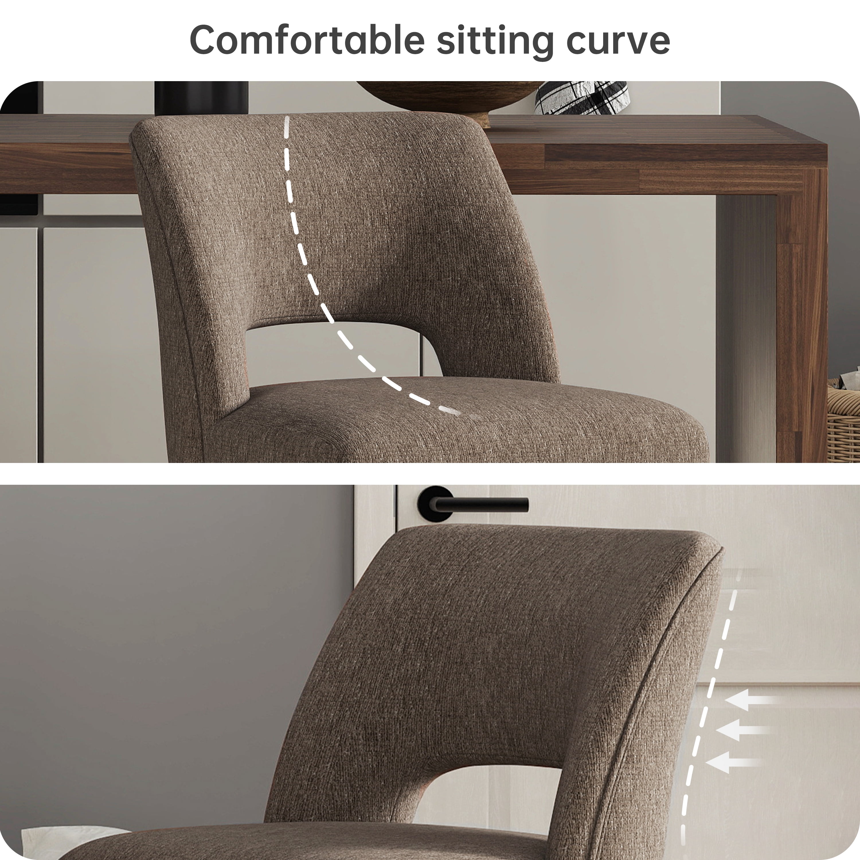 Vknow Furniture Bar Stools Set of 4, 26" Upholstered Counter Height Bar Stools, Modern Counter Stools with Wood Legs for Kitchen Island Dining Room Bar,Brown