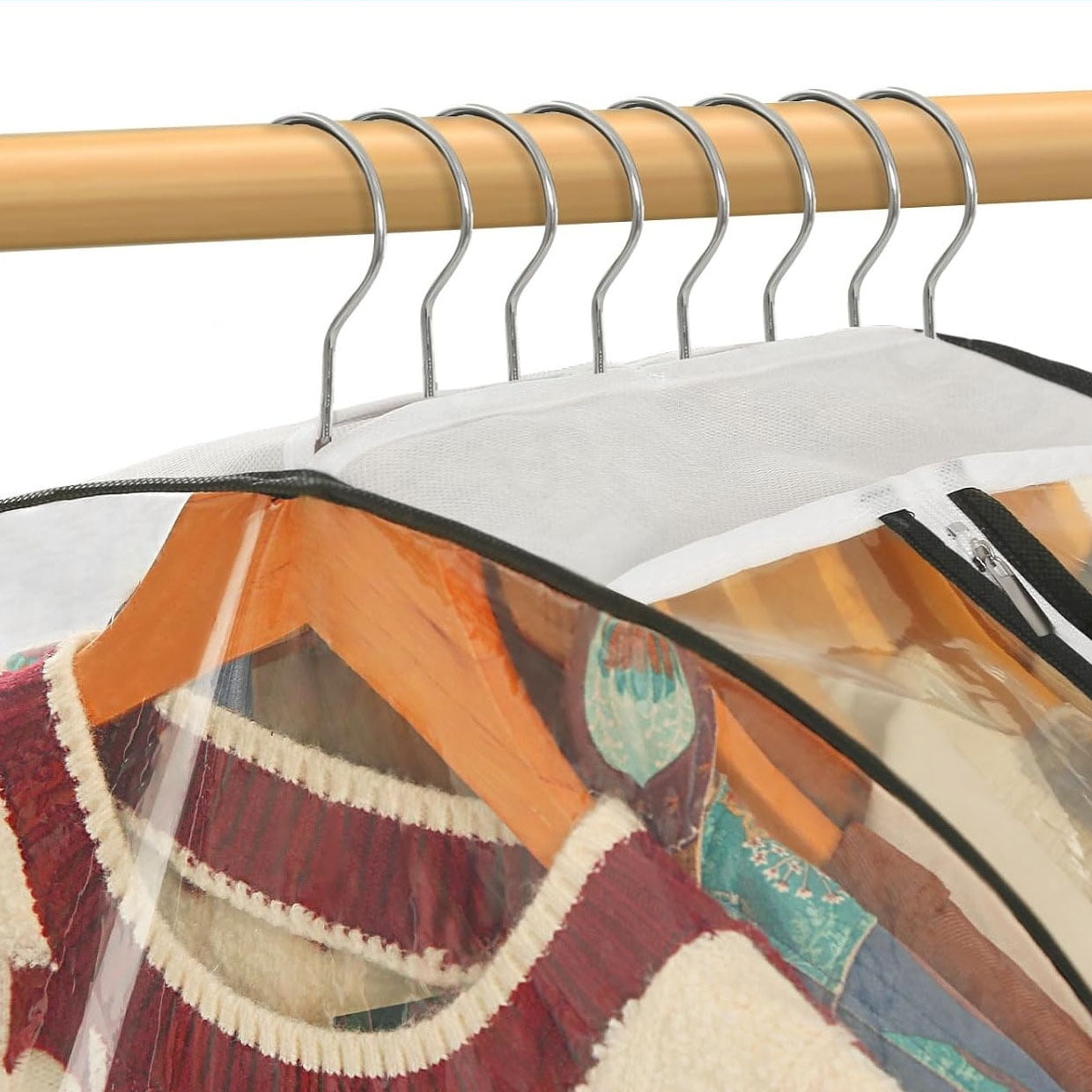 Clear Garment Bags for Hanging Clothes Gusseted, Suit Bags for Closet Storage, Hanging Plastic Clothes Cover for Coat, Dress, Fur, Shirt, 4 Pack, （60*80-25.5cm）