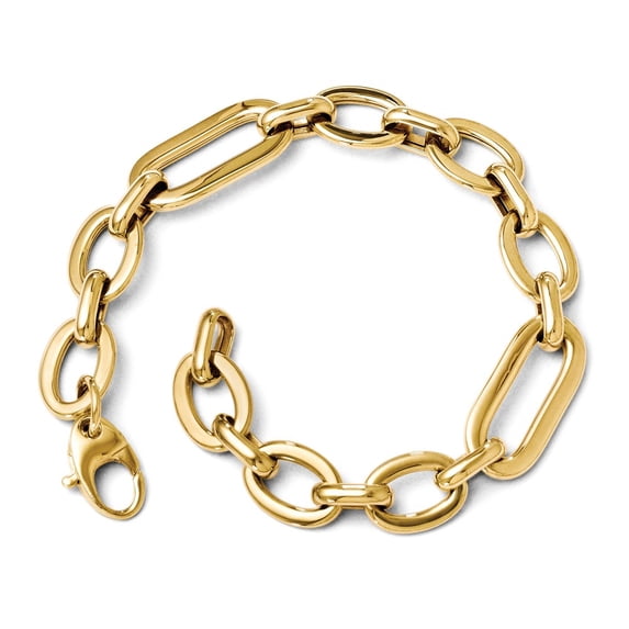 14K Yellow Gold bracelet Fancy 7.5 in 10 mm Polished 7in Link