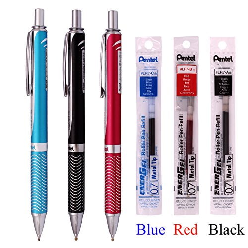 Pentel EnerGel Alloy RT Roller Gel Pen 0.7mm Medium LR7 Blue Ink SKY Blue 