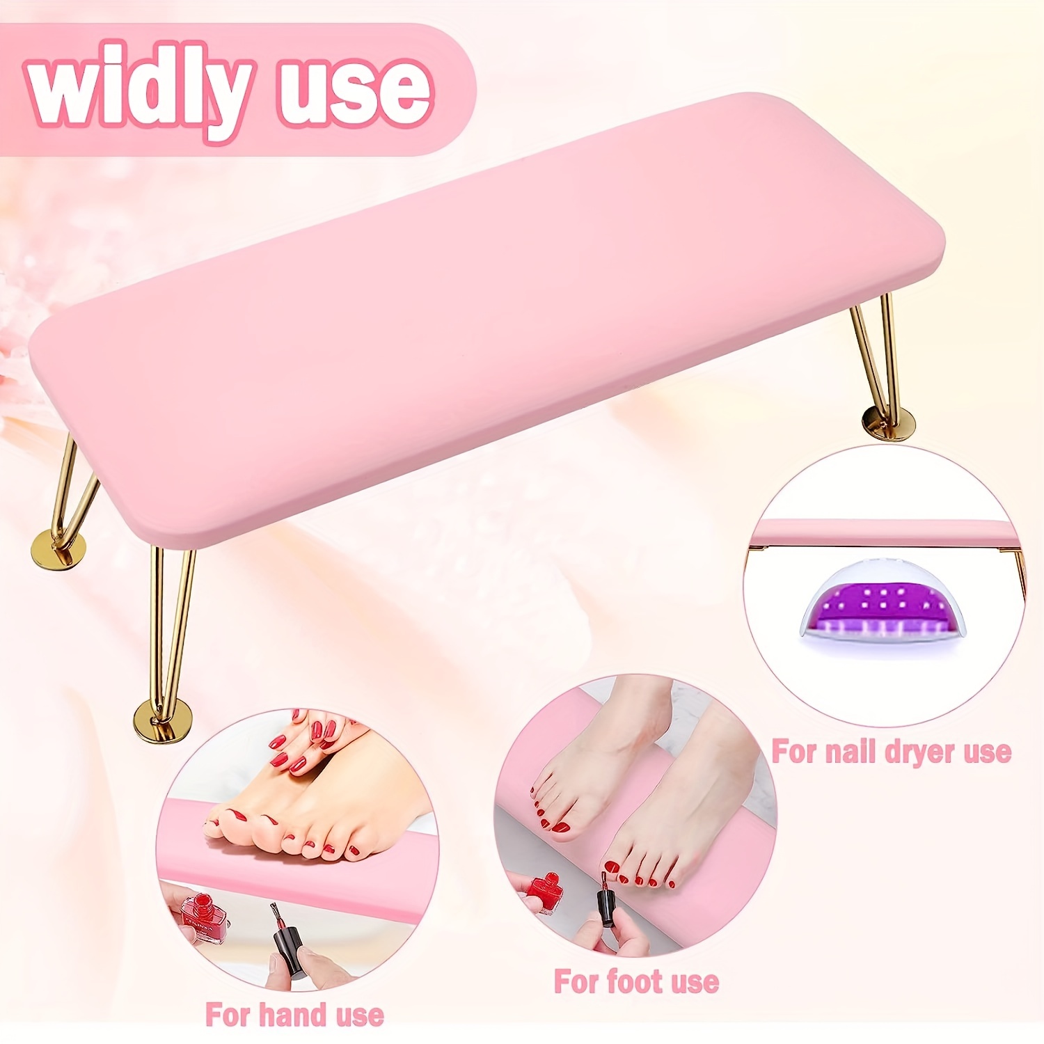 ACMDL  Big Nail Arm Rest  Anti-Slip Nail Cushion Hand Rest Professional Nail Tech Arm Rest Stand Manicure Hand Pillow For Nail Techs Salon Spa Home Use