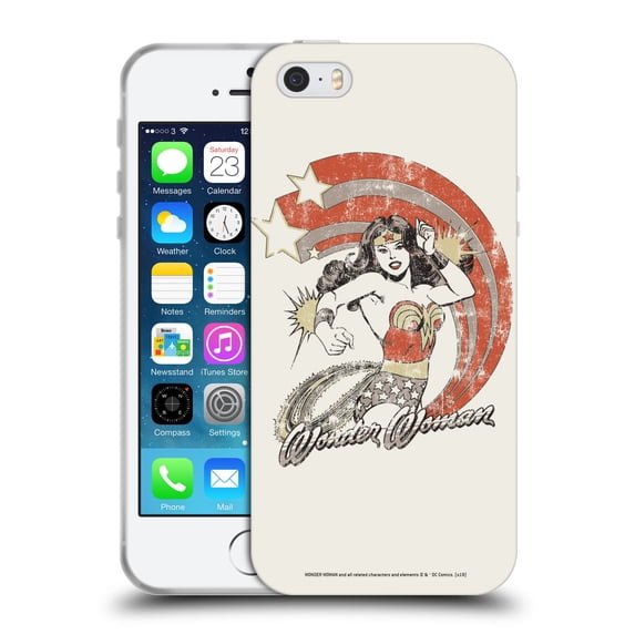 Head Case Designs Officially Licensed Wonder Woman DC Comics Vintage Art Distressed Look Soft Gel Case Compatible with Apple iPhone 5 / 5s / iPhone SE 2016