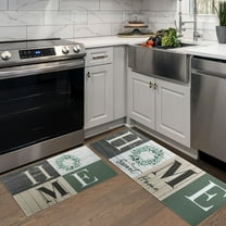 Kitchen Mats for Floor, Kitchen Rugs Set of 2 Carpet Area Runner Rug, Rustic Farmhouse Floral Home Kitchen Decor and Accessories Stuff, 17x30 and 17x47 Inch (Sage Green)