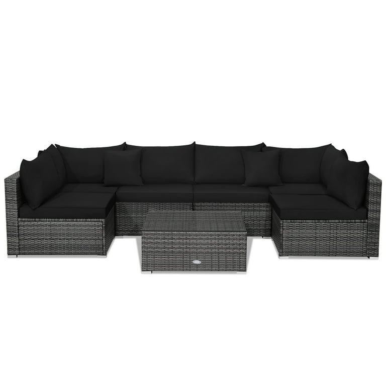 Black and cream rattan corner sofa clearance