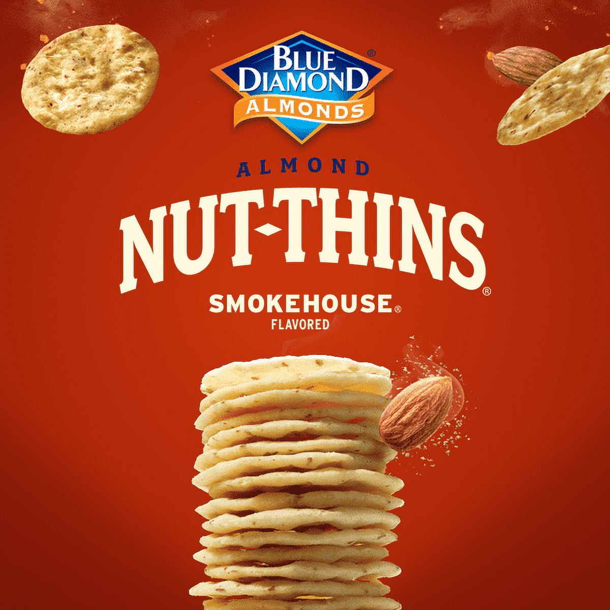 Blue Diamond Almonds Nut-Thins Smokehouse Flavored Rice Cracker Snacks with Almonds, 4.25 oz