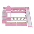 thumbnail image 5 of BELLEMAVE Kids Castle Bunk Bed with Storage Drawers, Shelf, Slide and Safety Guardrail, Twin over Twin Bunk Bed with Stairs, Castle Bunk Bed/Playhouse Bed for Girls, Boys, Kids (Pink), 5 of 9