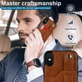 thumbnail image 7 of Dteck for Apple iPhone XS Max Slim Case, Shockproof Premium PU Leather Soft TPU Business Cover with Wrist Strap Kickstand Flip Stand Protection Case, brown, 7 of 7