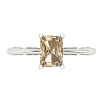 1 ctw Solitaire Anniversary Ring for Women | Radiant Cut Yellow Moissanite | Hyperallergenic Solid 18K White Gold