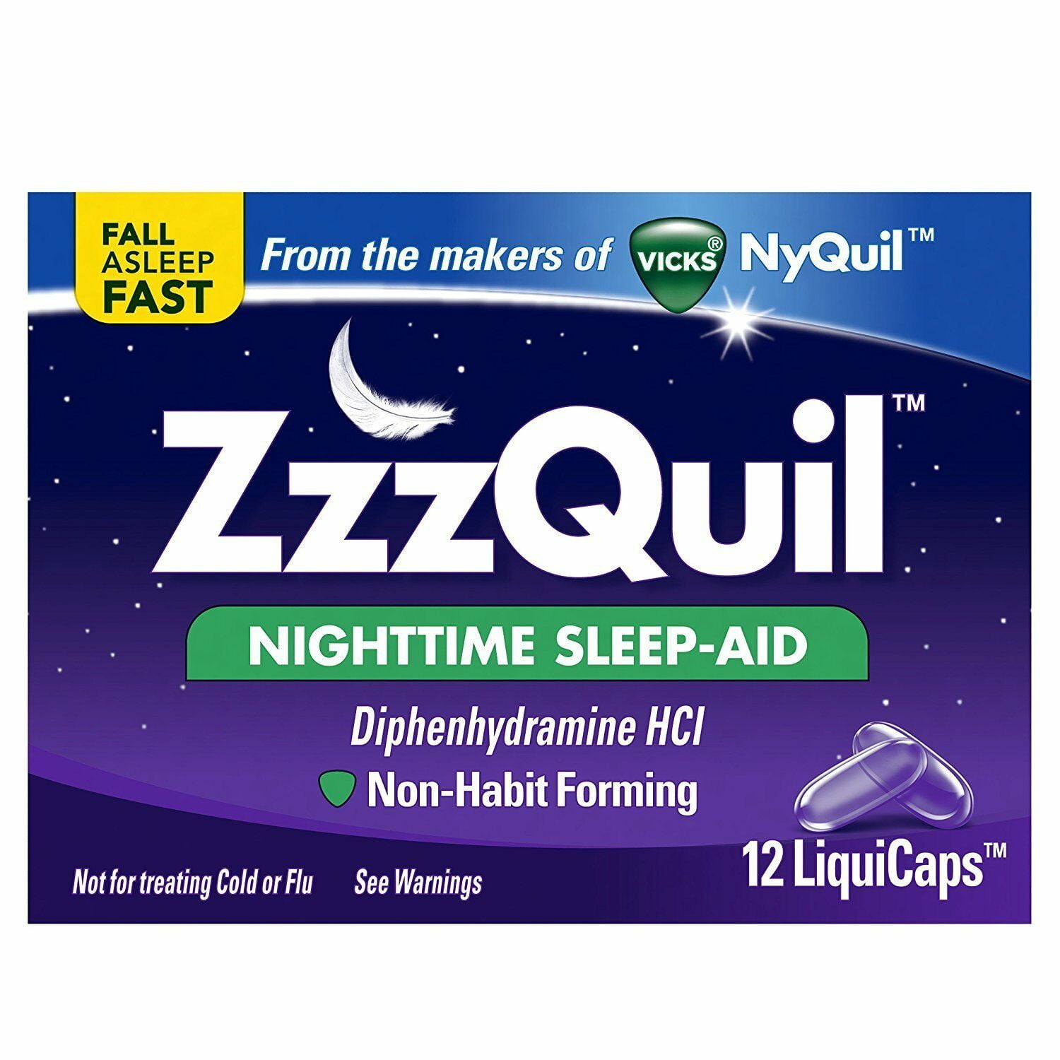 Vicks Zzzquil Nighttime Sleep Aid Liquicaps, 12 Ct