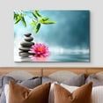 thumbnail image 3 of wall26 Canvas Print Wall Art Vibrant Pink Water Lily Zen Meditation Massage Stones Leaf Nature Wilderness Photography Realism Landscape Colorful Multicolor for Living Room, Bedroom, Office - 16", 3 of 5