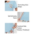 thumbnail image 3 of SHOWMALL Women's Plus Size Loungewear Set Orange Blue Floral Bloom 5X 2 Piece Pajama Set Sleepwear for Spring Summer Fall, Short Sleeve Top and Printed Long Pants with Side Pockets, 3 of 7