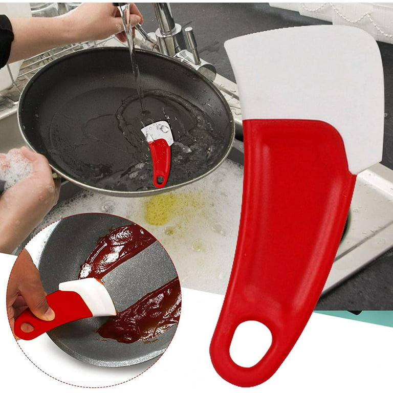 OAVQHLG3B Silicone Pan Scraper Dish Cleaning Spatula Bowl Scraper Dish  Scraper Non Stick Kitchen Scraper Pan Rubber Cleaning Spatula Pot Cleaning  Tool