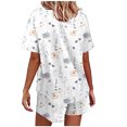 thumbnail image 3 of Summer Savings Clearance! Edvintorg Women Sets Two Pieces 2023 Fashion Women Casual Print Short Sleeve Button Tops Nightwear Shorts Sleepwear Sets White M, 3 of 5