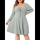 thumbnail image 1 of Vestido Casual de Mujer de Talla Grande con Cuello Cuadrado, Larga y Canalé. Gris XXXL, 1 of 10