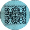 thumbnail image 1 of Ahgly Company Indoor Round Oriental Light Blue Industrial Area Rugs, 6' Round, 1 of 4