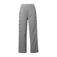 thumbnail image 5 of JIKNTTR Women Summer Pants Women's Casual Pants Striped Side Button Elastic Waist Trendy Pants Straight Leg Baggy Trousers With Pockets Lightweight Trousers, 5 of 5