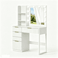 thumbnail image 6 of Hassch 33" Makeup Vanity Desk with 18.9" Lighted and Mirror, Charging Station, 4 Drawers & 2 Shelves, Modern Dressing Table for Bedroom, White, 6 of 6