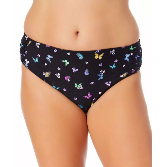 California Waves FLY AWAY BLACK MULTI Plus Size Bikini Swim Bottom, US 3(22/24)