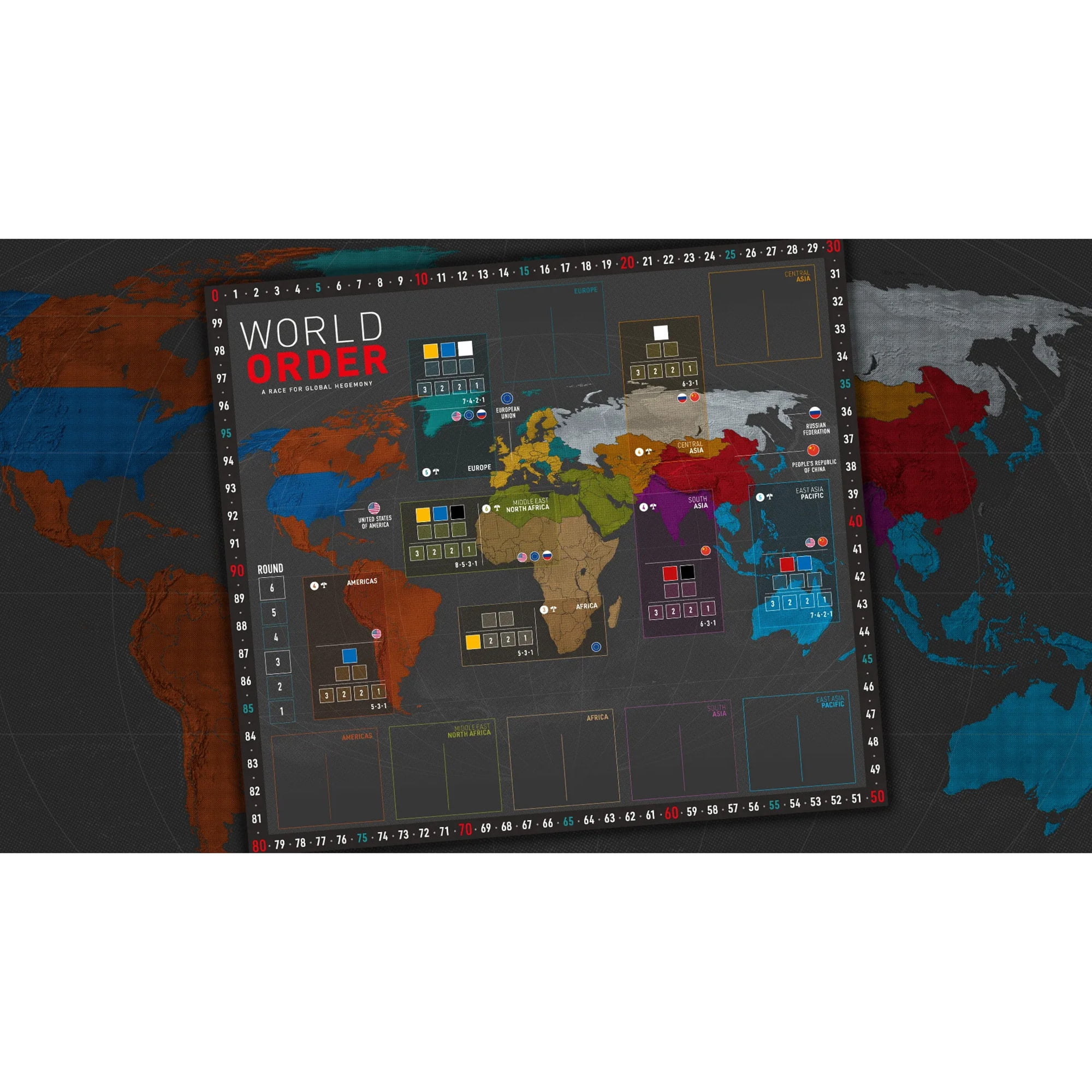 World Order - Political & Economic Events Board Game, Asymmetric Card Driven Play, Global Power Area Control, Deck-Building, Ages 14+, 2-4 Players