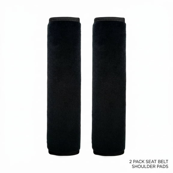 CNDRLEF Seat Belt Cover Pads, Soft Shoulder Cushion w/Velcro, Universal Seatbelt Strap Cover for Adults & Backpack Straps, Black, 2-Pack