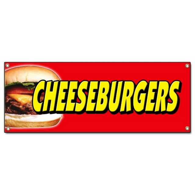 Cheeseburgers Bannière Signe Hamburger Signes de Fromage de Hamburger