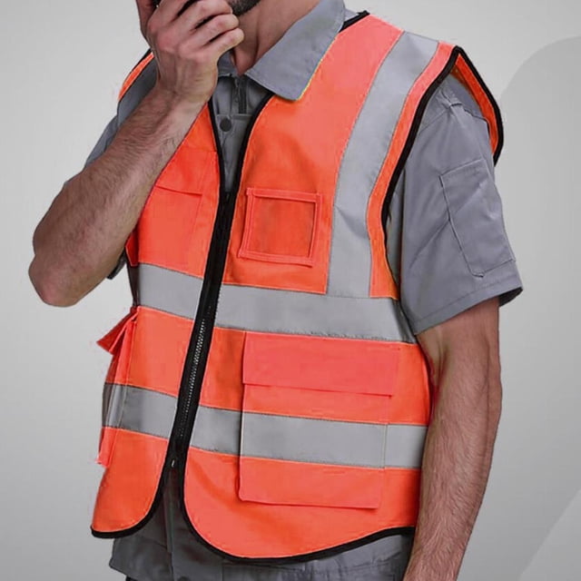 Chaleco reflectante de seguridad Perfecl con tiras reflectantes Cremallera frontal Naranja XXL