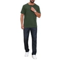 thumbnail image 2 of INSPIRE CHIC Men's Henley Short Sleeve Button Down Jacquard Texture Knitted T-Shirts L Green, 2 of 6