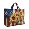 thumbnail image 2 of Tuvgenk Patriotic Sunflower Tote Bag for Women Quilted American Flag Shoulder Bag Large Capacity Shopping Travel Handbag, 2 of 6