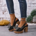 thumbnail image 2 of Dakaela Women's Slingback Chunky Heels Sandals Open Toe Leather Bow Platform Wedge Dress Walking Pumps Shoes for Prom Wedding Party Black 7, 2 of 7