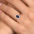 thumbnail image 4 of Gem Stone King 10K Rose Gold Blue Sapphire and White Created Sapphire Women's Engagement Ring (1.26 Ct Oval, Available 5,6,7,8,9), 4 of 6