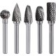thumbnail image 1 of 5pcs Kit Tungsten Carbide Rotary Burrs Double Cut 6mm Shank 10mm Head Dremel Tool Drill Electric Sander, 1 of 5