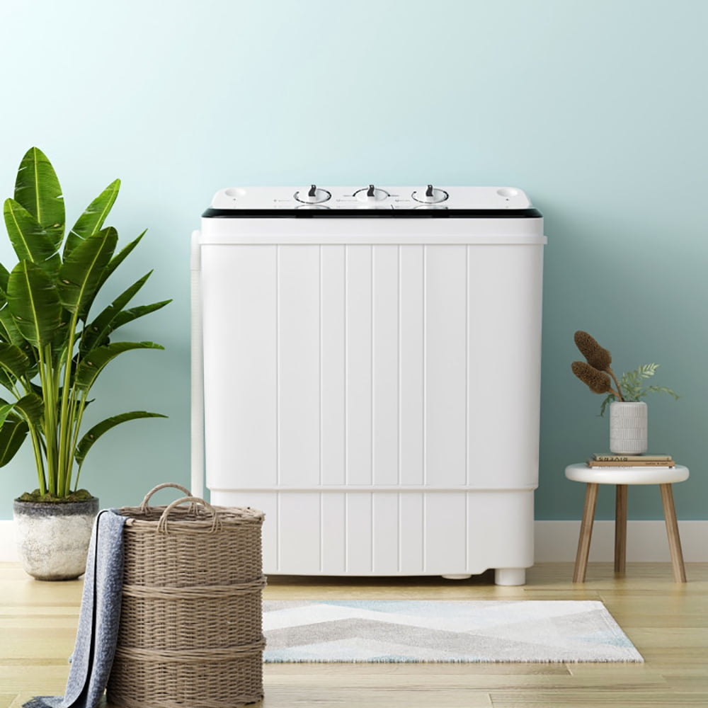 GVN Space Saving Full-Automatic Washer,Washing Machine,17.6 lbs Portable Washing Machine with Drain Pump-Black