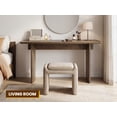 thumbnail image 6 of Guyou 55" Natural Oak Desk, Light Wood Finish MDF Study Table, Versatile Vanity & Office Desk with Sculptural Legs, Sturdy Two-Pedestal Design for Work & Study, Walnut, 6 of 12