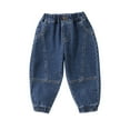 thumbnail image 2 of Antinious Toddler Boys Winter Warm Sweatpants,Casual Long Jogger Pants for Boys Girls,Children Fashion Solid Pocket Mid Waist Straightening Denim Pants,130,, 2 of 5