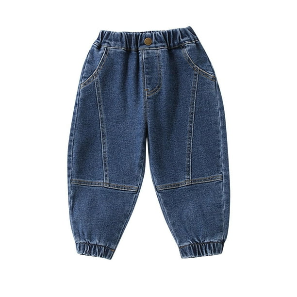 Odeerbi 2-10 Años Niños Niñas Pantalones Vaqueros Jogger Color Sólido Cintura Media Vaqueros Con Bolsillo
