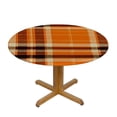 thumbnail image 3 of BANET Fall Orange Round Table Cloth  Fashionable Check Plaid Tablecloth Autumn Rustic Farmhouse Reusable Circle Grid Table Cover for Picnic Party Home Dining Room Indoor Outdoor Decor 38"-42, 3 of 8