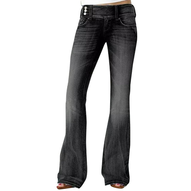 Bell Bottom Jeans for Women Low Rise Flare Jeans Butt Lifting Jeans Mid 90S Bootcut Jeans Plus Size Wide Leg Pant Straight Leg Jeans for Women Ripped Low Waisted Jeans for Women Black Xl