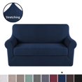 thumbnail image 1 of H.VERSAILTEX 2-Piece Jacquard Spandex Loveseat Stretch Slipcover, Navy, 1 of 6