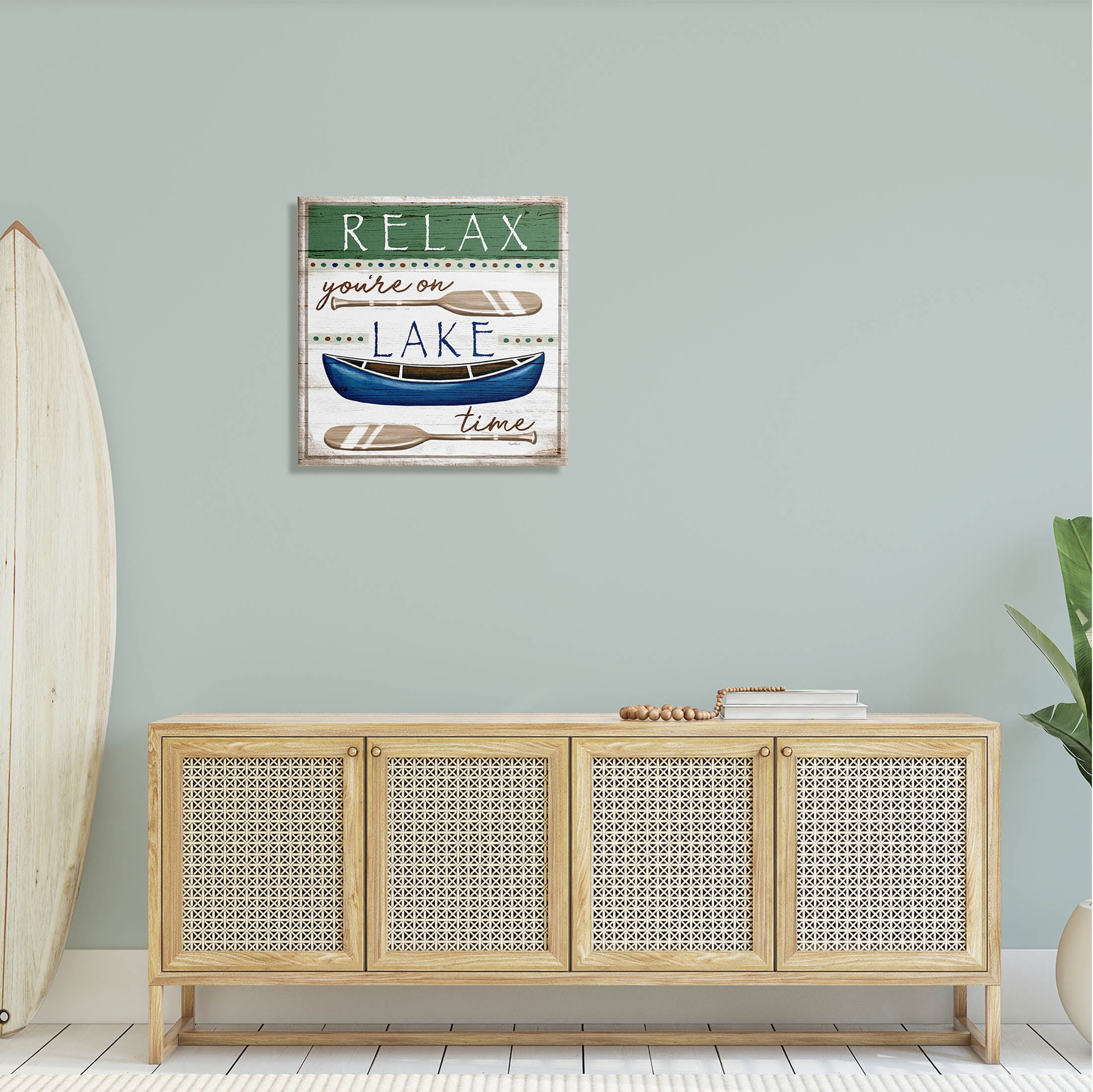Stupell Industries Lake Time Rustic Canoe Paddle Phrase Graphic Art Gallery Wrapped Canvas Print Wall Art, Design by Elizabeth Tyndall