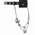 thumbnail image 1 of Grommet Leather Belt with Detachable Chain Women Men Punk Rock Waist Belts for Jeans Pants, 1 of 1