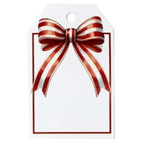 Striped Bow Glossy Gift Tags with Hole Punched At The Top For Ribbon, 2.25 x 3.5 Inch, 50 Pack (ptsb050) - Holiday Gift Wrap Supplies