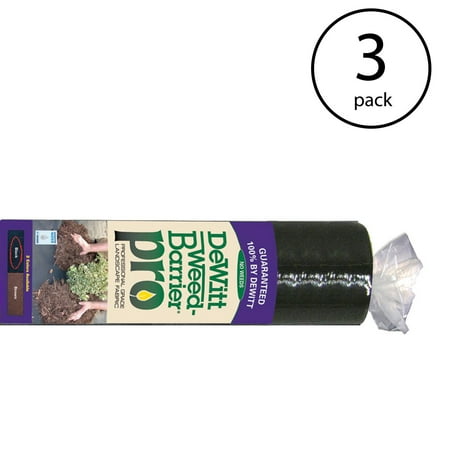 DeWitt Weed Barrier Pro 3 Ounce Landscape Fabric in Black, 4' x 100' (3 Pack)