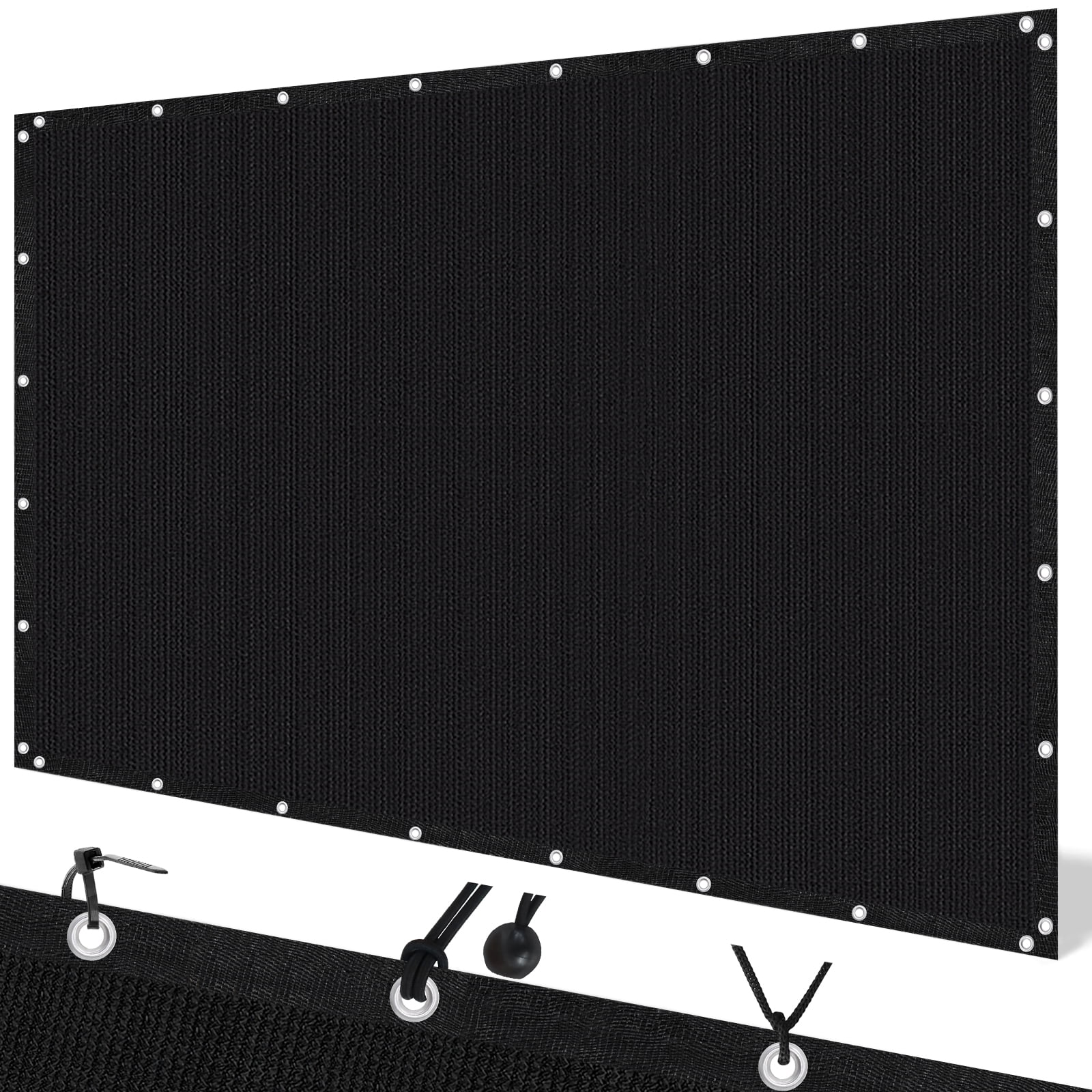 Jane Stone 12'X12' Rectangular 200 GSM UV Protected 100% HDPE Shade Cloth with Grommets,90% UV Block Outdoor Canopy Screen,Black