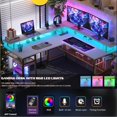 thumbnail image 4 of Homieasy L Shaped Desk with Power Outlets and LED Light, 55 inch Reversible L-Shaped Gaming Desk with Monitor Stand, Ergonomic Corner Computer Desk with Storage Shelf for Home Office, White and Gold, 4 of 7