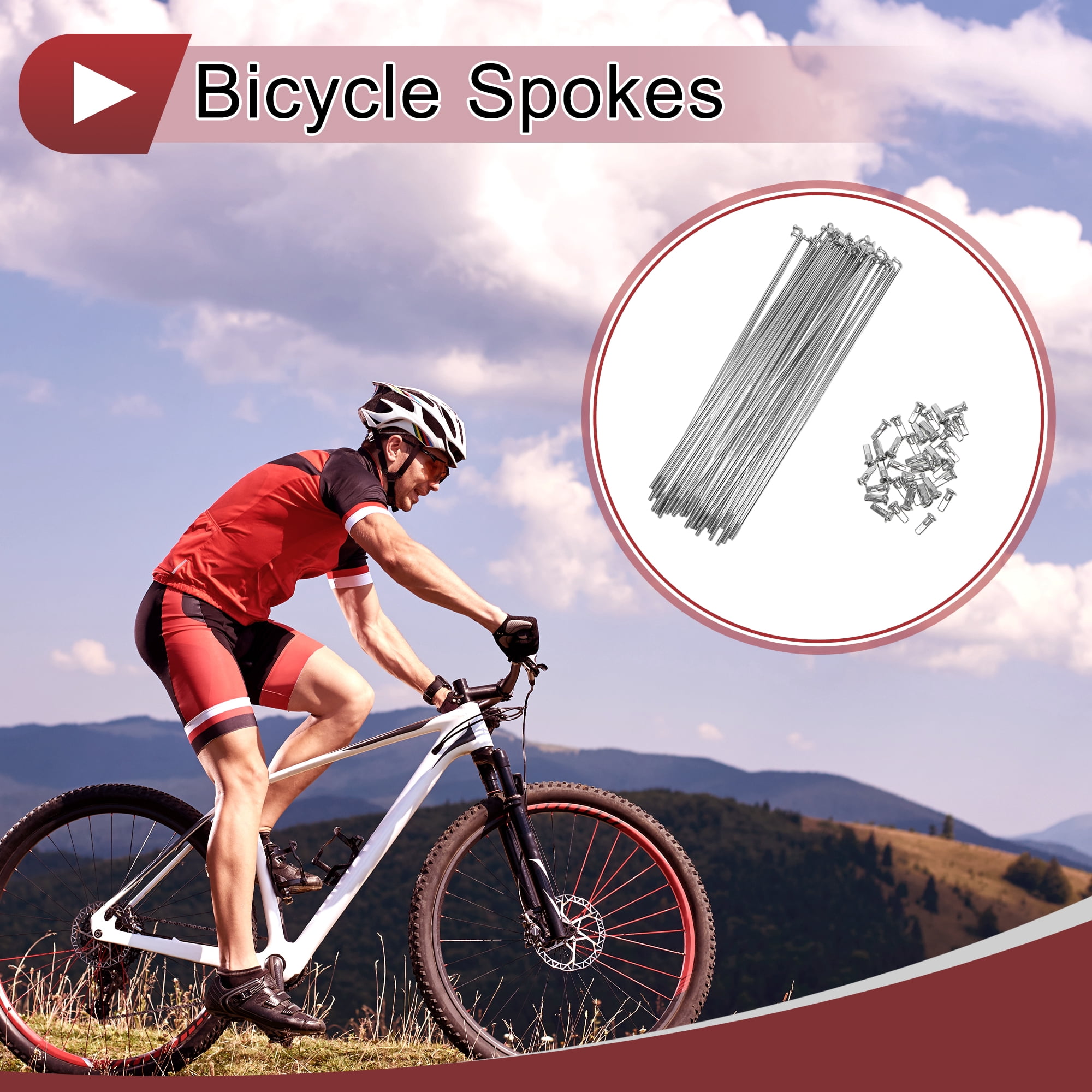 Unique Bargains 36Pcs 12G Bike Wheel Spokes 45 Steel Galvanized Silver 7.52"