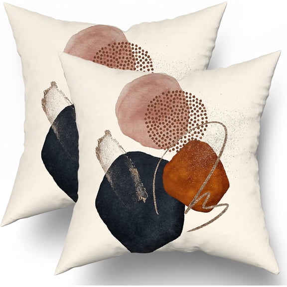 Boho Navy Blue Burnt Orange Pillow Covers 20X20 In Mid Century Modern Aesthetic Colorful Pillow Cases Set of 2 Abstract Geometric Minimalist Throw Pillow Home Decor For Room Couch Sofa Patio Porch