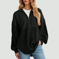 thumbnail image 2 of Towmus Womens Fall Sweatshirt Casual Waffle Knit Half Zip Pullover Loose Long Sleeve Tops, 2 of 4