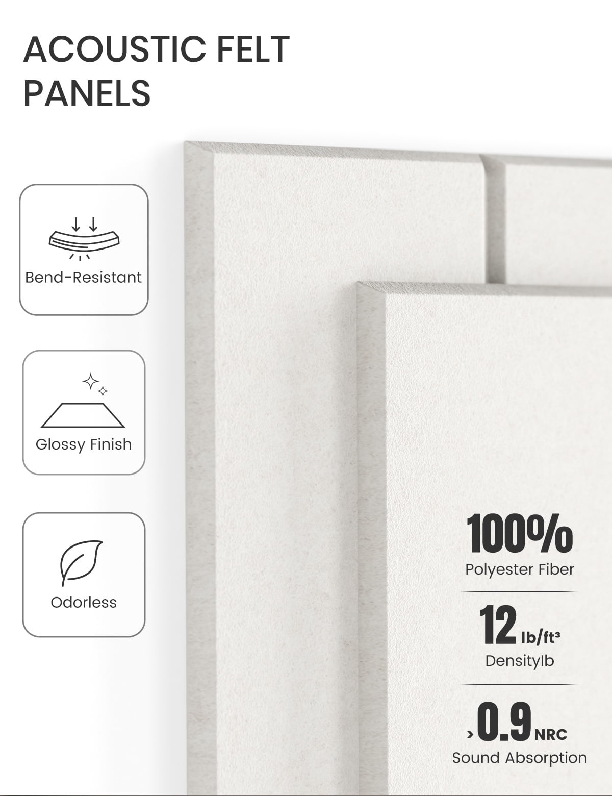 Fluxynara Large Felt Bulletin Board 36"x24" Cork Board Alternative - 6 Pack with 40 Safe Removable Adhesive Tabs, Cork Boards for Walls Felt Board for Home Office Classroom Pin Board-Milky White